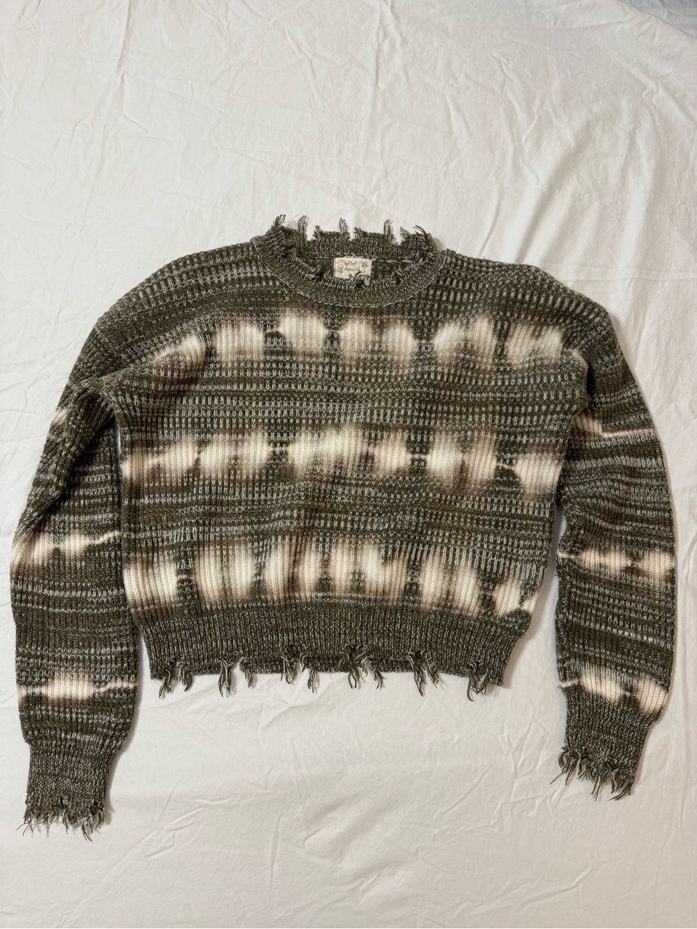 Poof Apparel Grunge Distressed Cropped Knit Sweater Medium